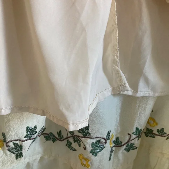 Cream Cotton Embroidered Bee and Garland Vine Square neck Dress - Picture 8 of 10